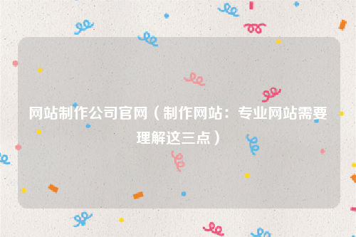 网站制作公司官网（制作网站：专业网站需要理解这三点）