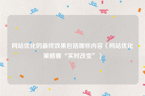 网站优化的最终效果包括哪些内容（网站优化策略要“实时改变”）